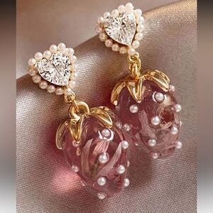 Pink Strawberry Earrings N1115